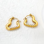 Boucles d'oreilles pendantes cœur pour femme avec perles