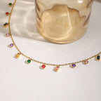 Collier ancre pour femme avec pendentifs en cristal coloré