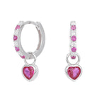 Boucles d'oreilles pendantes cœur en argent sterling 925 et zircone