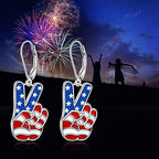 Boucles d'oreilles pendantes patriotiques signe de paix en émail avec fermoir à levier