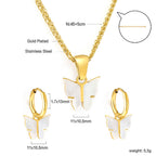 Parure de bijoux pour femme avec pendentifs papillon délicats et boucles d'oreilles