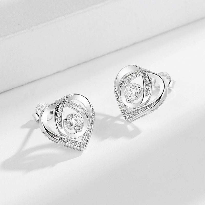 Damen Ohrstecker mit herzförmigem Design und funkelnden Zirkonia