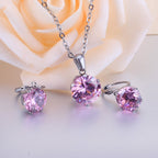 Parure de bijoux pour femme avec pendentif zircone et boucles d'oreilles