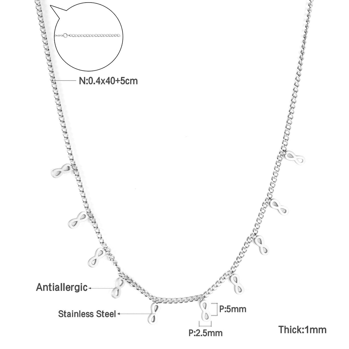 Bracelet pour femme avec symbole infini en acier inoxydable