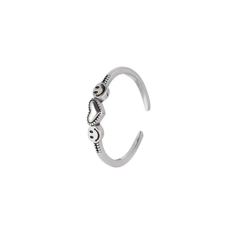 Bague ajustable sourire et cœur