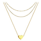 Collier pour femme avec chaînes superposées et pendentif cœur