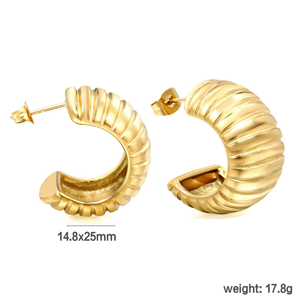 Boucles d'oreilles puces brillantes en acier inoxydable