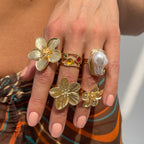 Bague statement florale en argent