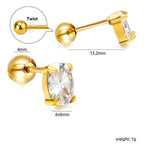 Boucles d'oreilles puces pour femme avec zircon étincelant