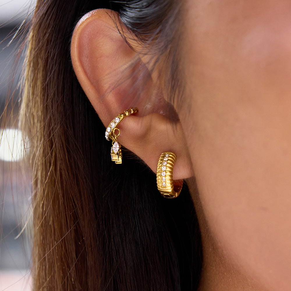 Ear cuff haute couture élégant pour femme avec cristaux