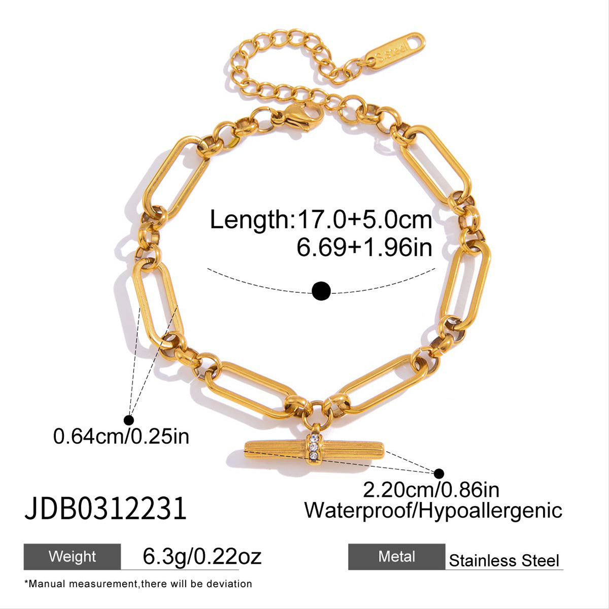 Bracelet pour femme à maillons en acier inoxydable