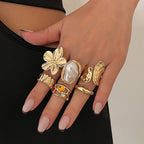 Bague statement florale en argent