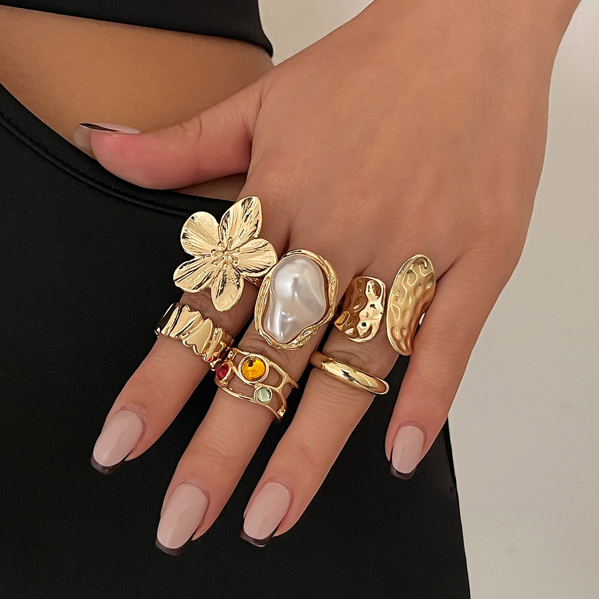 Bague statement florale en argent