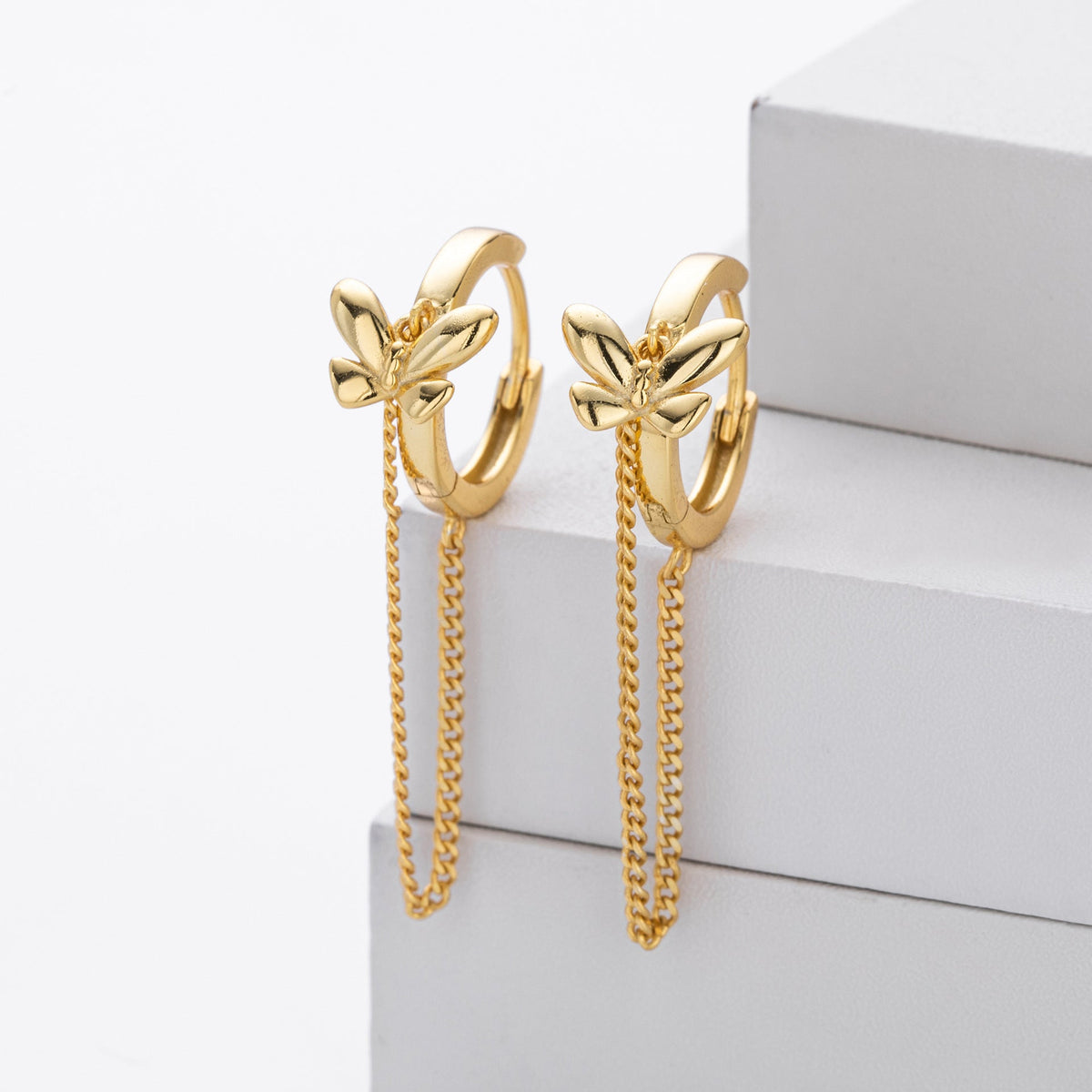 Boucles d'oreilles pendantes papillon en argent sterling 925