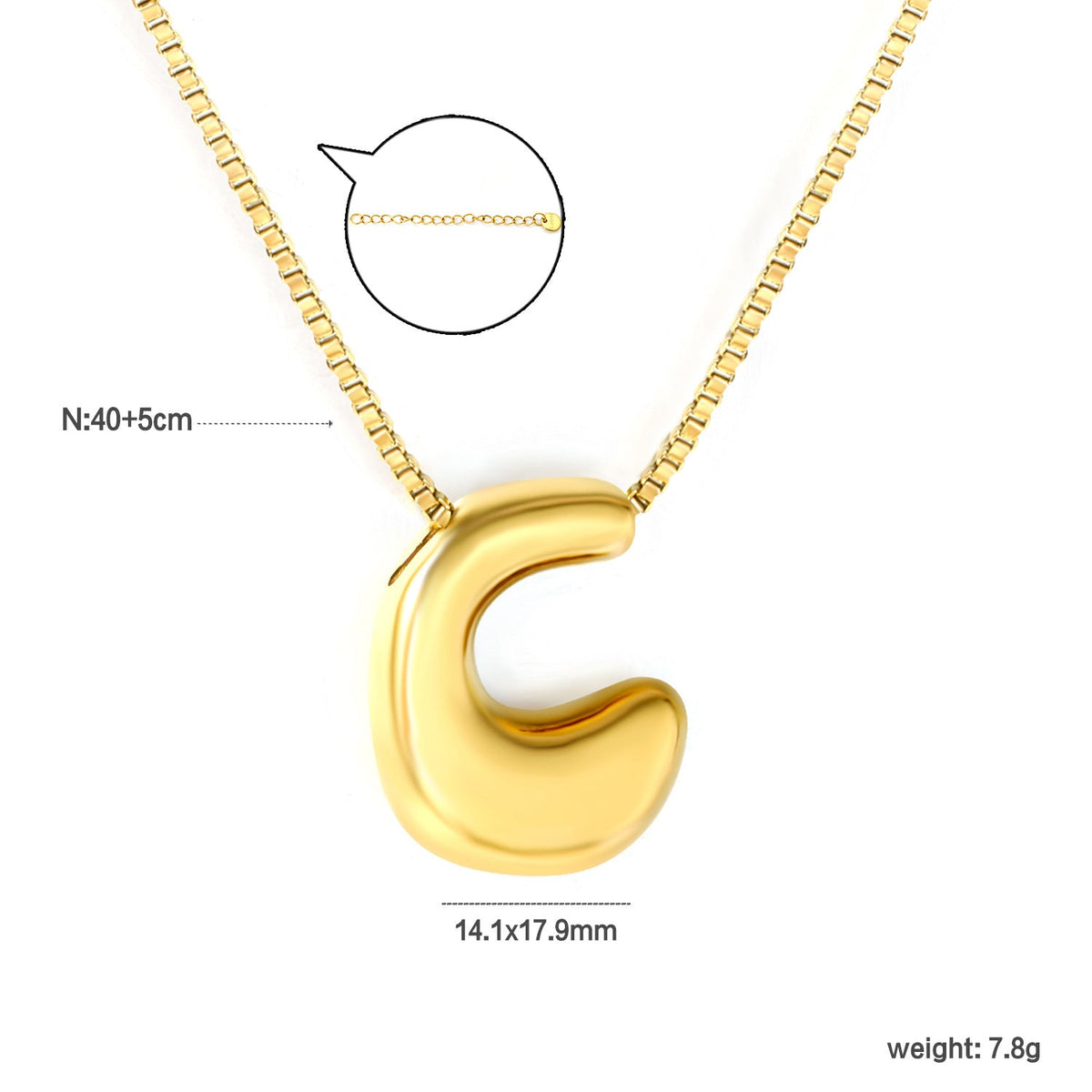 Collier pour femme avec pendentif lettre moderne en acier inoxydable