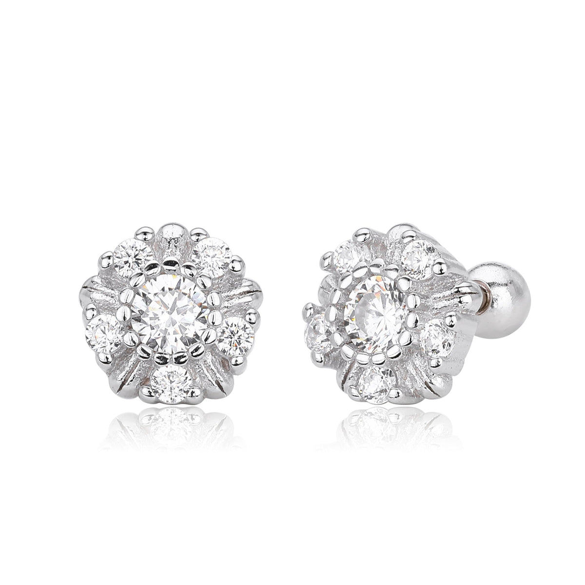 Boucles d'oreilles pour femme avec zircon et argent sterling 925