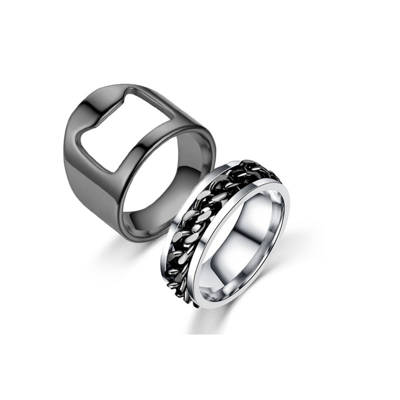 Bague pour homme au design moderne à maillons et blocs