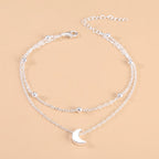 Chevillère double chaîne charm lune