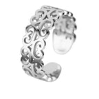Bague ouverte pour femme avec motif ondulé artistique
