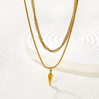Collier multicouche pour femme avec pendentif moderne