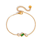 Bracelet pour femme avec pierre précieuse verte et accents en zircone