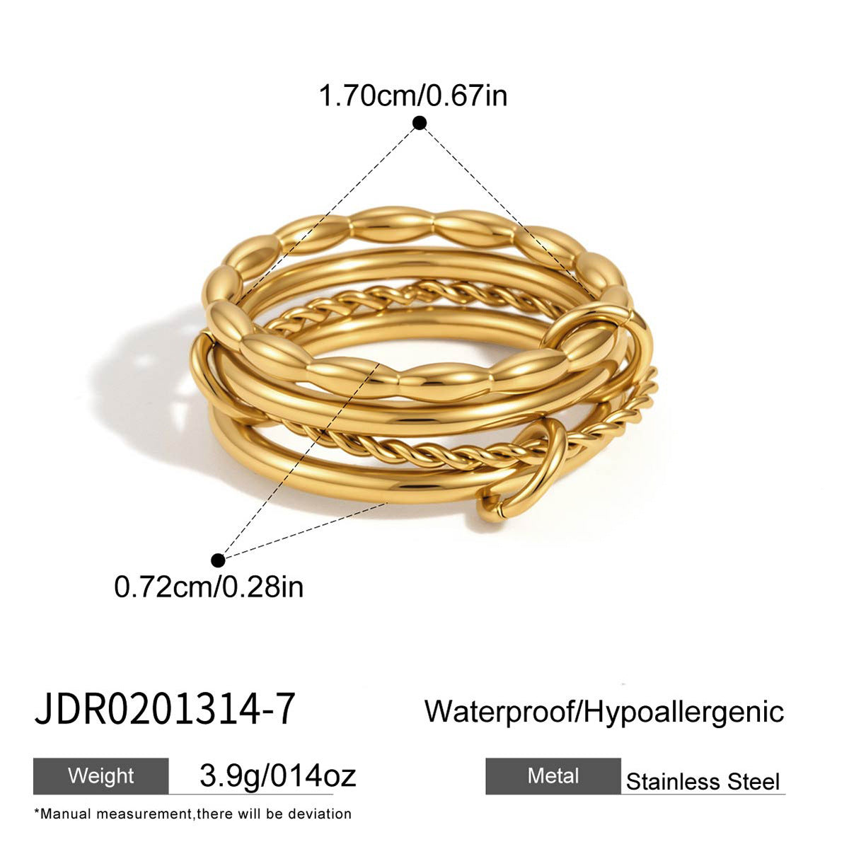 Bague élégante et hypoallergénique pour femme au design tressé