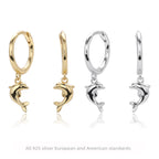 Boucles d'oreilles pendantes dauphin en argent sterling 925
