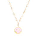 Collier pour femme avec pendentif smiley et chaîne moderne