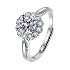 Bague fleur pour femme avec zircons étincelants