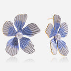 Boucles d'oreilles pendantes fleurs en acier inoxydable