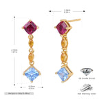 Boucles d'oreilles pendantes pour femme en argent sterling 925 et zircons colorés