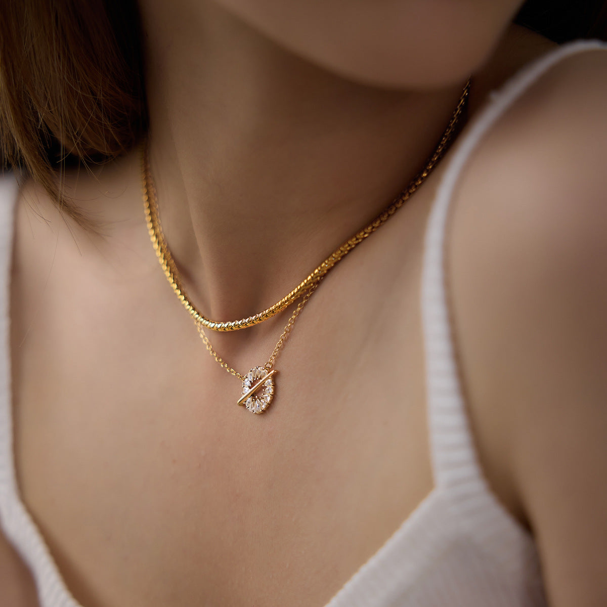 Collier pour femme en acier inoxydable avec motif de chaîne