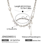 Collier pour femme avec pendentifs étoile et cœur en acier inoxydable