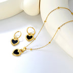 Parure de bijoux pour femme avec pendentif cœur et boucles d'oreilles