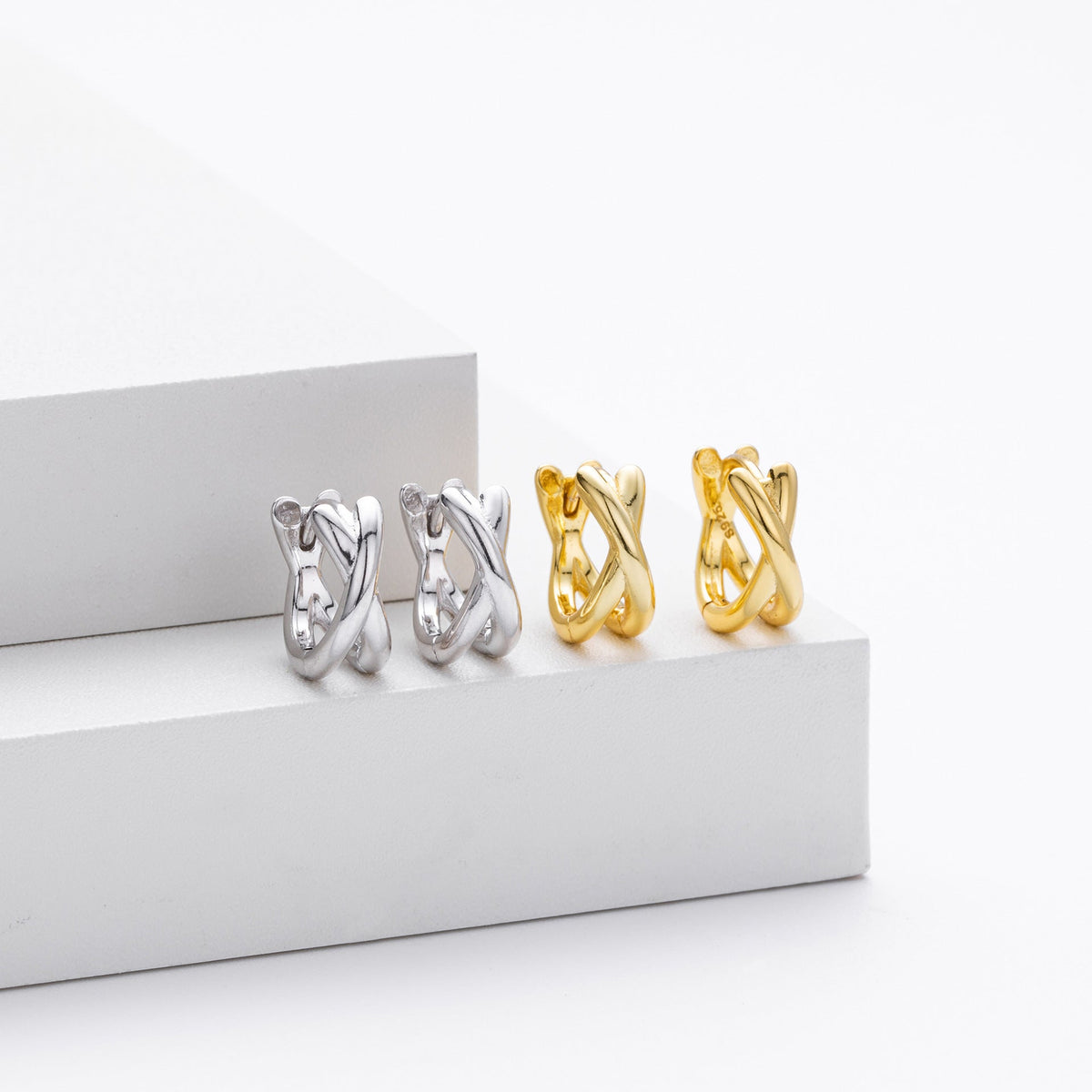 Créoles pendantes pour femme en argent sterling 925 design X