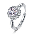 Bague fleur pour femme avec zircons étincelants