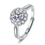 Bague fleur pour femme avec zircons étincelants