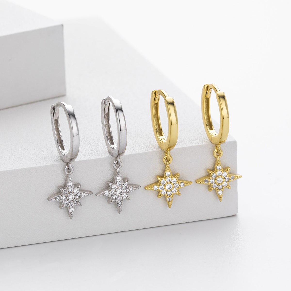 Boucles d'oreilles pour femme avec pendentif étoile étincelant