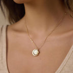 Collier pour femme avec pendentif lune et soleil en acier inoxydable