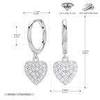 Boucles d'oreilles pendantes pour femme avec cœurs en argent sterling 925