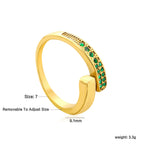 Bague réglable pour femme avec zircons et accents verts