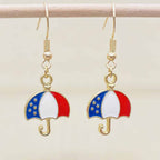Boucles d'oreilles pendantes patriotiques drapeau en émail pour femme