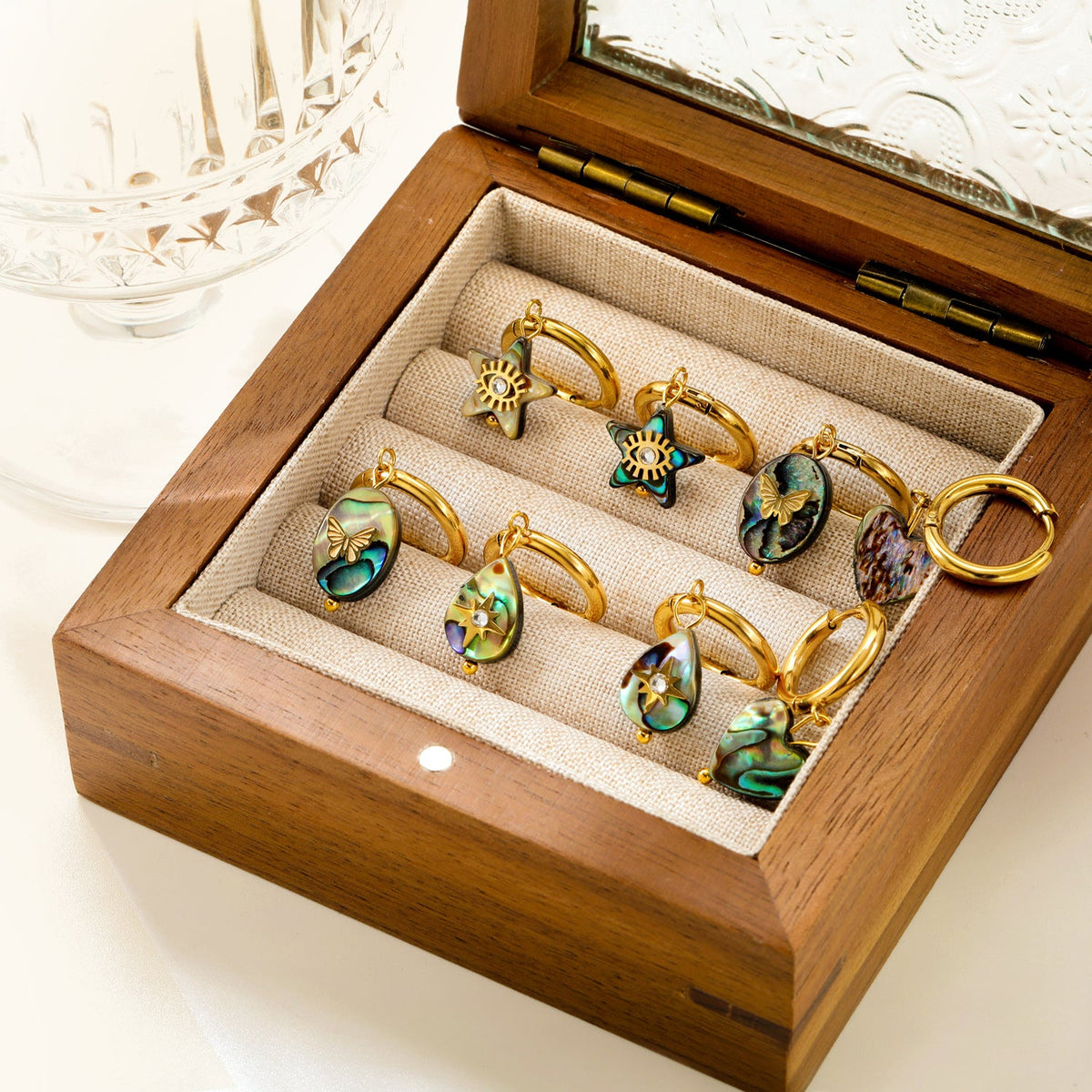 Boucles d'oreilles pendantes pour femme avec motif étoile et cristal