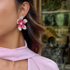 Boucles d'oreilles pendantes fleurs en acier inoxydable