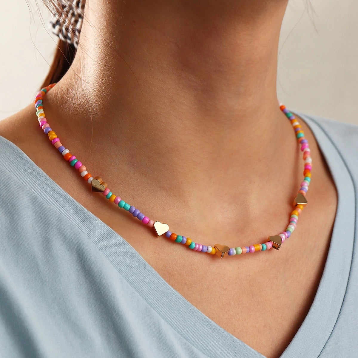Collier ras-de-cou perles et perles fantaisie