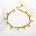 Bracelet élégant pour femme avec pendentifs ronds en acier inoxydable