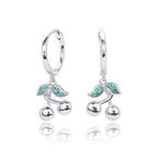 Boucles d'oreilles pendantes pour femme avec motif cerise en argent sterling 925