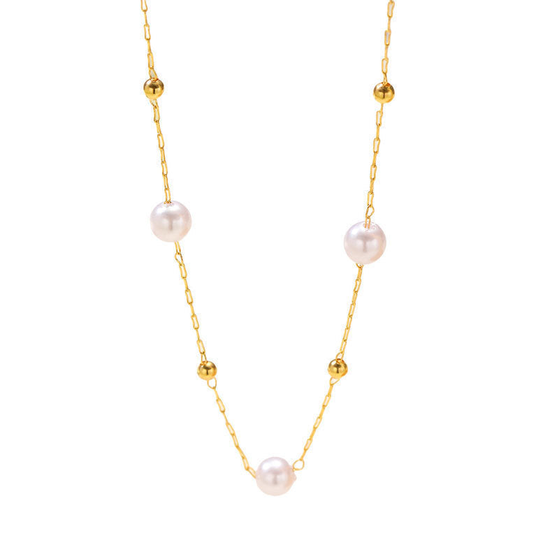 Collier élégant perles et chaîne dorée