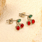 Boucles d'oreilles puces pour femme motif cerise