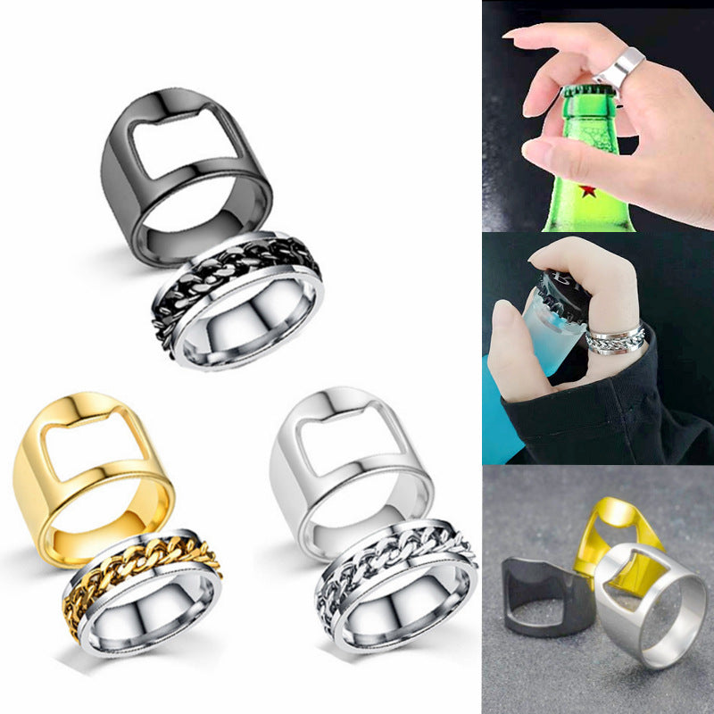 Bague pour homme au design moderne à maillons et blocs